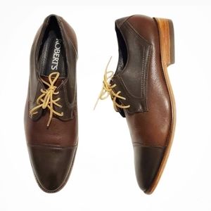 Roberts Mens Brown Oxford Capped All Leather shoes size 26.5